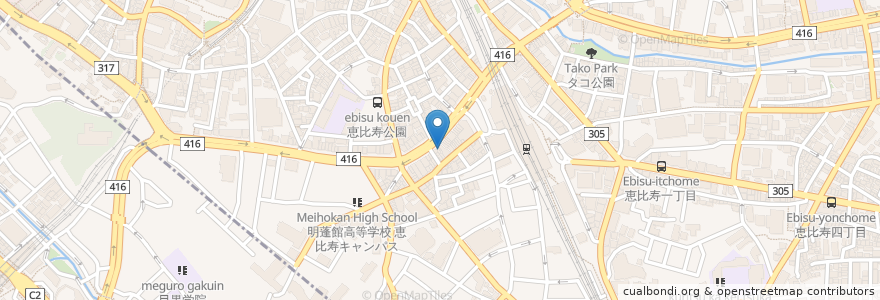 Mapa de ubicacion de 浪花ひとくち餃子チャオチャオ en Japonya, 東京都, 目黒区.