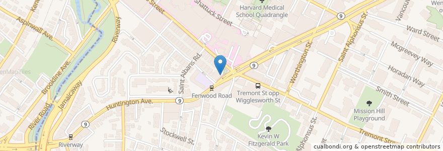 Mapa de ubicacion de Penguin Pizza en Amerika Syarikat, Massachusetts, Suffolk County, Boston.