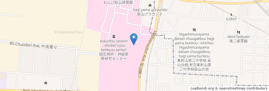 Mapa de ubicacion de 国立精神・神経医療研究センター病院 en Jepun, 東京都, 東村山市, 小平市.