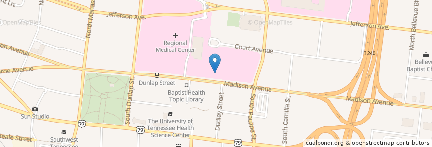 Mapa de ubicacion de Hamilton Eye Institute en Estados Unidos Da América, Tennessee, Shelby County, Memphis.