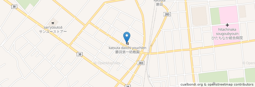 Mapa de ubicacion de 勝田第一幼稚園 en Japon, Préfecture D'Ibaraki, ひたちなか市.