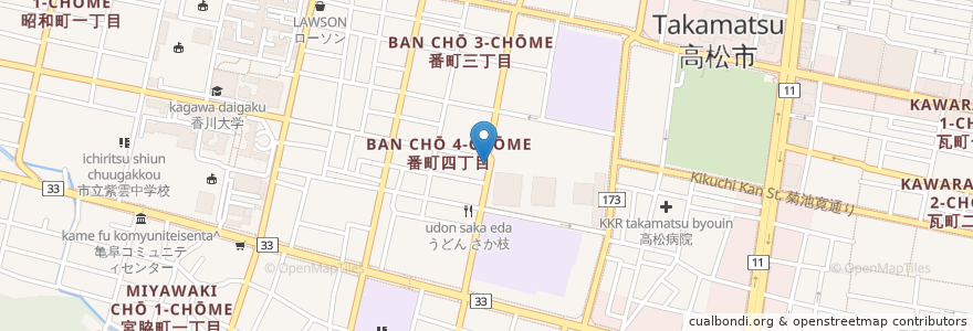 Mapa de ubicacion de さぬき手打ちうどん番丁 en Giappone, Prefettura Di Kagawa, 高松市.