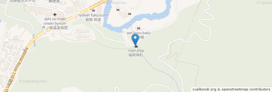 Mapa de ubicacion de 稲荷神社 en 日本, 福島県, 会津若松市.