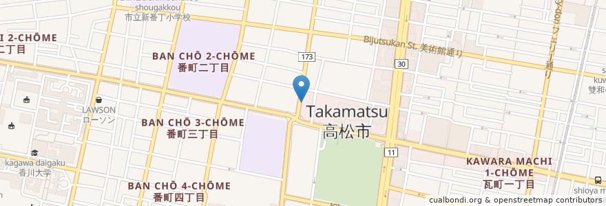 Mapa de ubicacion de あっさりラーメン まとや en Japonya, 香川県, 高松市.