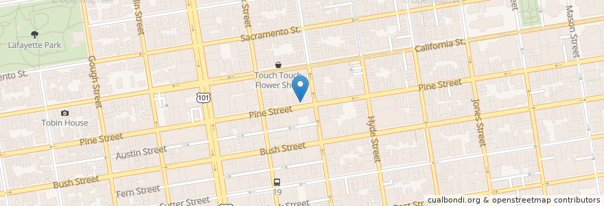 Mapa de ubicacion de Pine Street en 미국, 캘리포니아주, 샌프란시스코, 샌프란시스코.