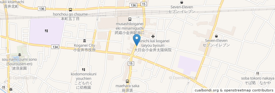 Mapa de ubicacion de クオーレ歯科 en 日本, 東京都, 小金井市.