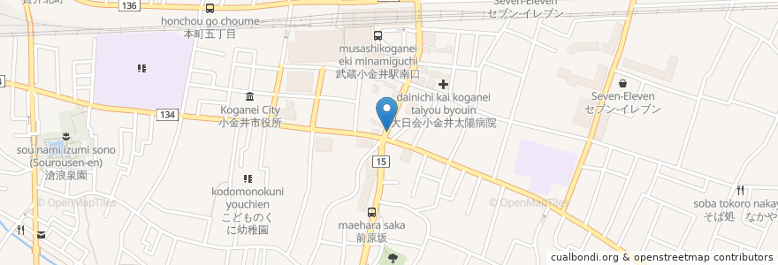 Mapa de ubicacion de 三井住友銀行 en Japan, Tokyo, Koganei.