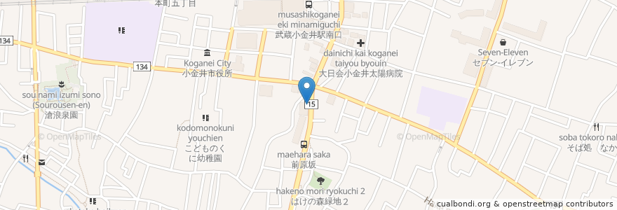 Mapa de ubicacion de カフェド ペリーヌ en 日本, 東京都, 小金井市.