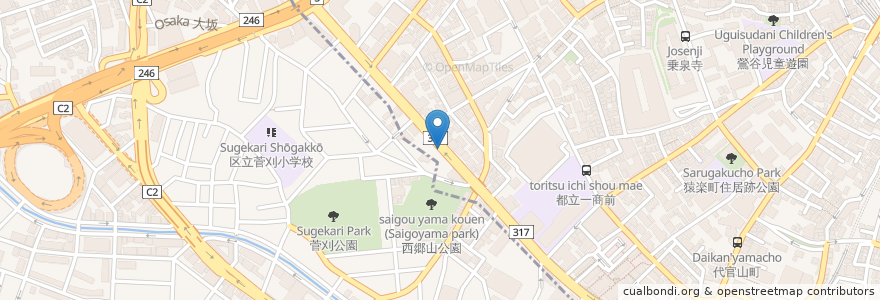 Mapa de ubicacion de Monsoon Cafe en 일본, 도쿄도, 目黒区.
