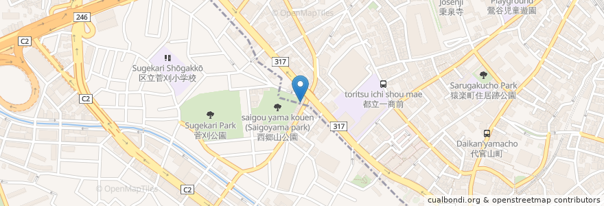 Mapa de ubicacion de Green Cafe Saigoyama en Jepun, 東京都, 目黒区.