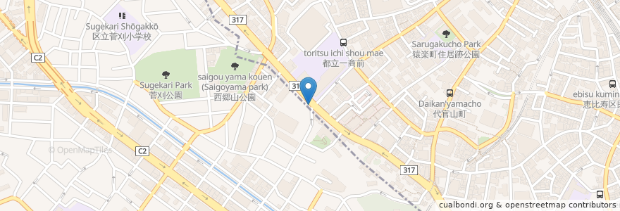 Mapa de ubicacion de Bistro Favori en Japonya, 東京都, 目黒区.
