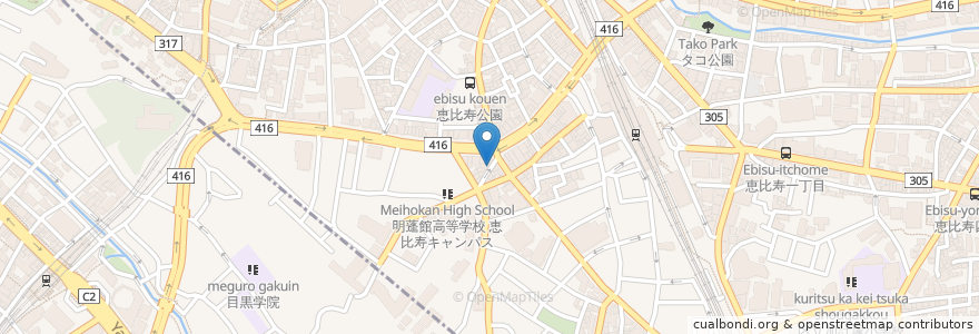 Mapa de ubicacion de ガパオ食堂 en اليابان, 東京都, 目黒区.