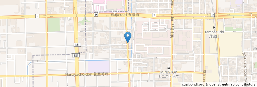 Mapa de ubicacion de 中国料理 志成園 en Japon, Préfecture De Kyoto, 京都市.
