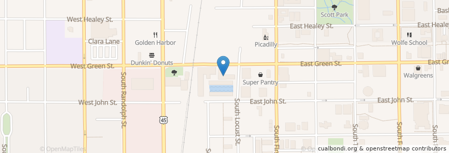 Mapa de ubicacion de Jimmy John's en Verenigde Staten, Illinois, Champaign County, Champaign.