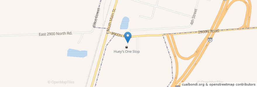 Mapa de ubicacion de Huey's One Stop Fuel en Verenigde Staten, Illinois, Iroquois County, Clifton.
