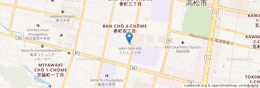 Mapa de ubicacion de うどん さか枝 en ژاپن, 香川県, 高松市.