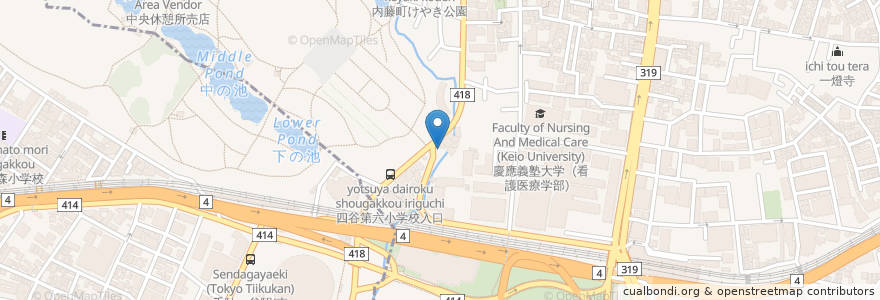 Mapa de ubicacion de 新宿三つの木保育園 en Japonya, 東京都.