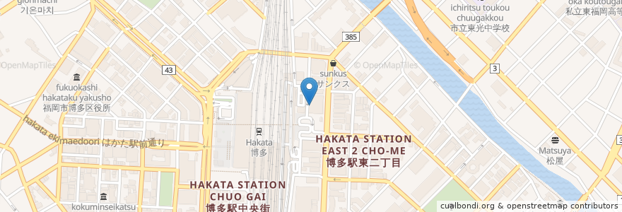 Mapa de ubicacion de スターバックス en Japon, Préfecture De Fukuoka, 福岡市, 博多区.