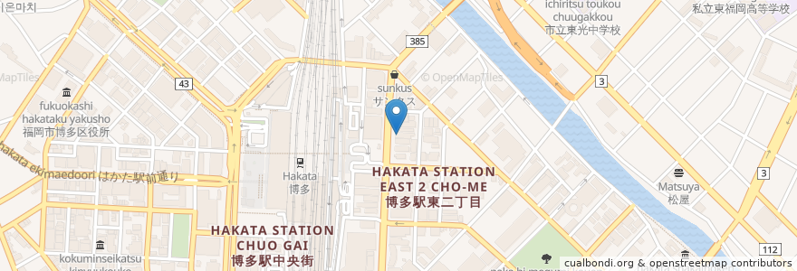 Mapa de ubicacion de ベローチェ en 日本, 福冈县, 福冈市, 博多区.
