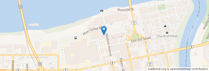 Mapa de ubicacion de Starbucks en 美利坚合众国/美利堅合眾國, 肯塔基州, 肯頓縣, Covington.