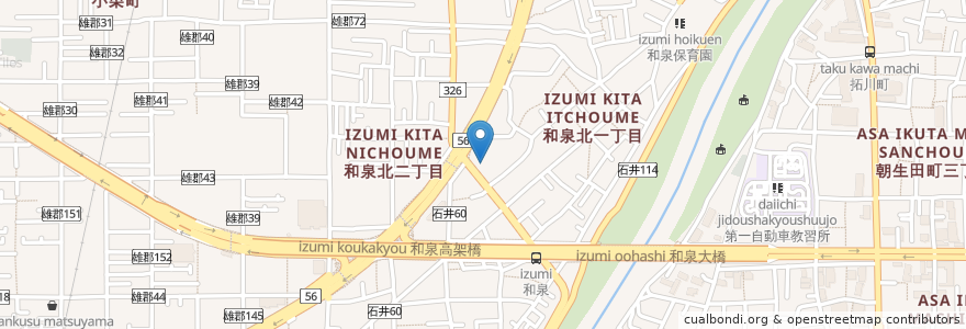 Mapa de ubicacion de 来来亭 和泉北店 en Japon, Préfecture D'Ehime, 松山市.