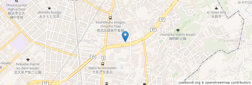 Mapa de ubicacion de T's en اليابان, كاناغاوا, 横浜市, 港北区.