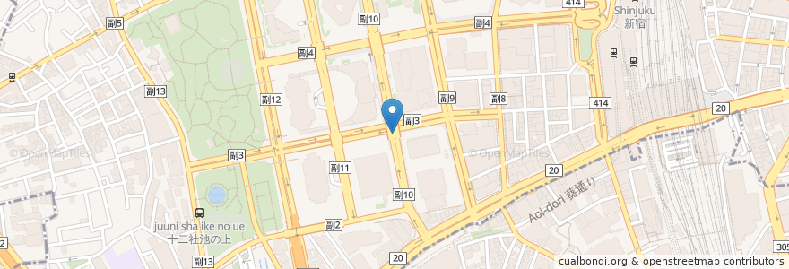 Mapa de ubicacion de 西新宿四丁目駐車場 en Japon, Tokyo, Shinjuku.