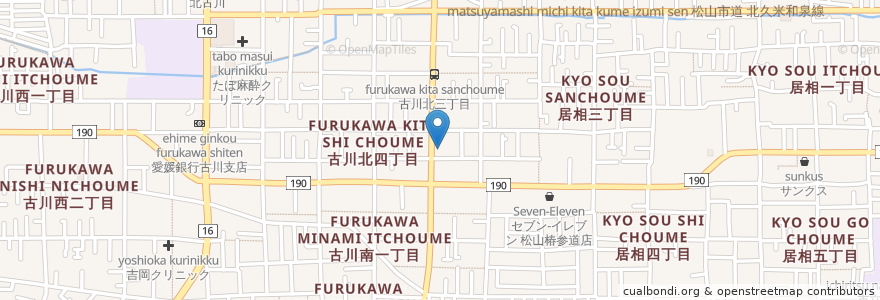 Mapa de ubicacion de お好み焼鉄板焼椿や en 日本, 爱媛县, 松山市.