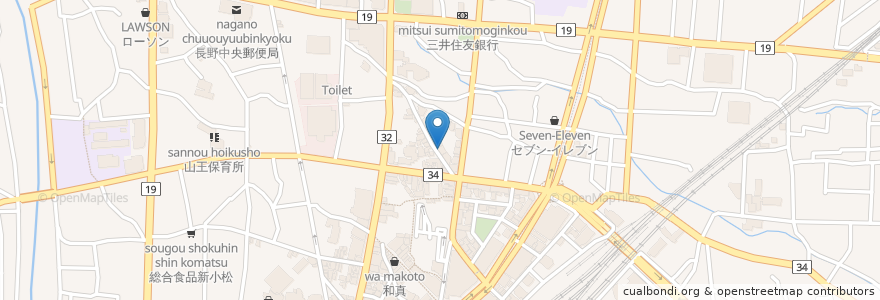 Mapa de ubicacion de サンダルウッド en 日本, 長野県, 長野市.