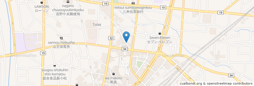 Mapa de ubicacion de ラッキー食堂 まとや en Japan, 長野県, Nagano.