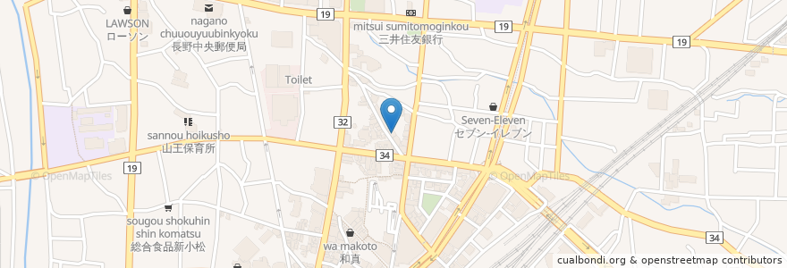 Mapa de ubicacion de 居酒屋 鶴亀 en Japão, Nagano, Nagano.