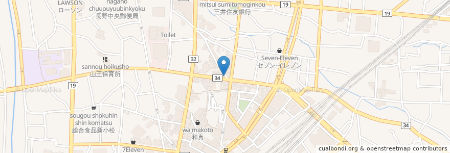 Mapa de ubicacion de かどや en Japonya, 長野県, 長野市.