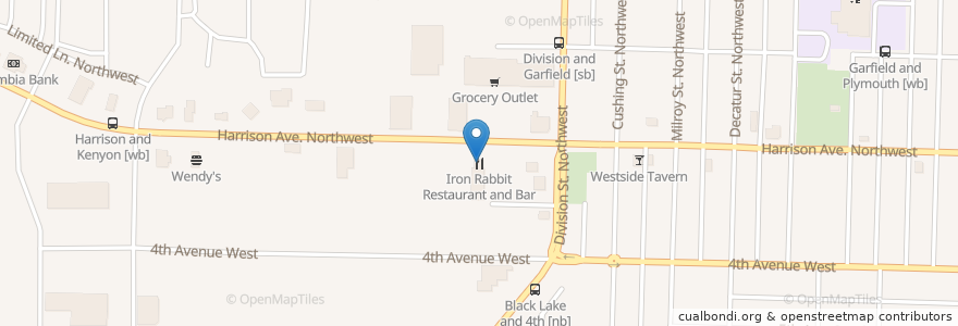 Mapa de ubicacion de Iron Rabbit Restaurant and Bar  en アメリカ合衆国, ワシントン州, Thurston County, Olympia.