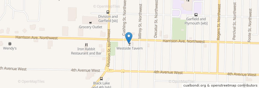 Mapa de ubicacion de Westside Tavern en Stati Uniti D'America, Washington, Thurston County, Olympia.