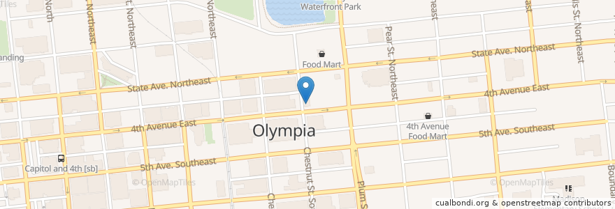 Mapa de ubicacion de Oly Rockfish Grill en Estados Unidos De América, Washington, Thurston County, Olympia.