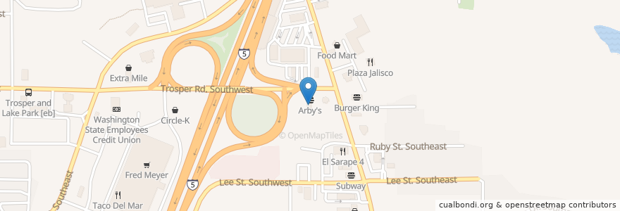 Mapa de ubicacion de Arby's en 미국, 워싱턴, Thurston County.