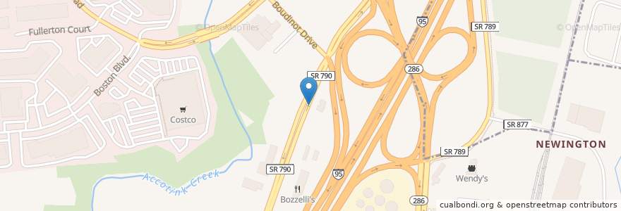 Mapa de ubicacion de Bozzelli's en Stati Uniti D'America, Virginia, Fairfax County, Newington.