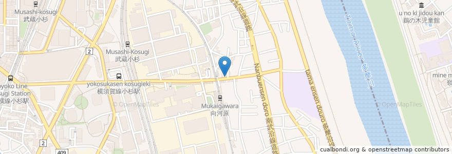 Mapa de ubicacion de 白湯麺屋 en 日本, 神奈川縣, 川崎市, 中原区.