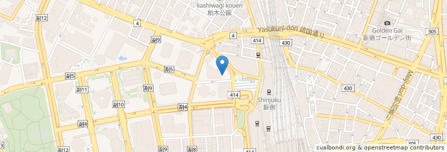 Mapa de ubicacion de スターバックス en اليابان, 東京都, 新宿区.
