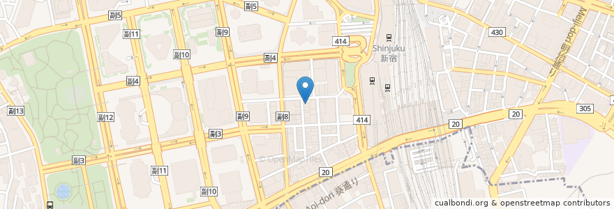 Mapa de ubicacion de ピツォッケリ en 일본, 도쿄도, 신주쿠.