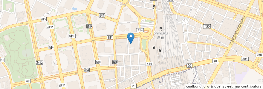 Mapa de ubicacion de 朝日生命成人病研究所附属病院 en Japón, Tokio, Shinjuku.
