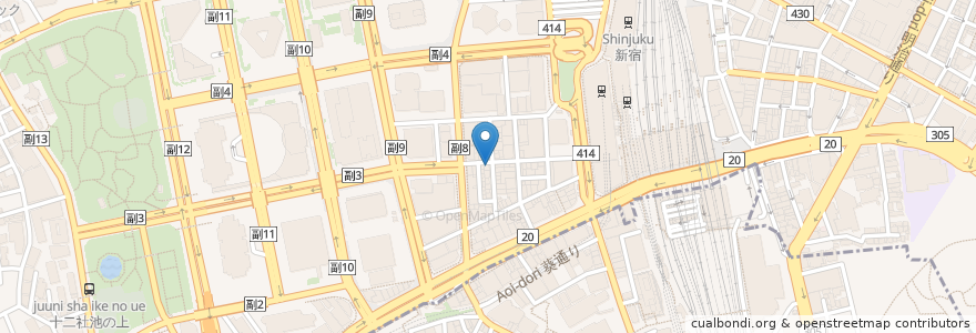 Mapa de ubicacion de 金の蔵 en 일본, 도쿄도, 신주쿠.