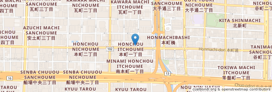 Mapa de ubicacion de スギ薬局 en 日本, 大阪府, 大阪市, 中央区.
