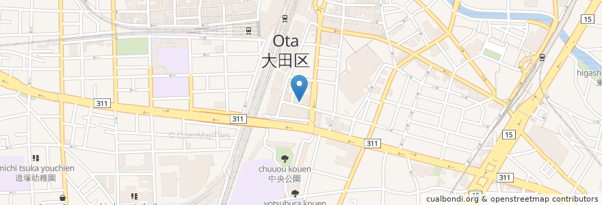 Mapa de ubicacion de 蒲田五丁目45番自転車駐車場 en 일본, 도쿄도, 大田区.