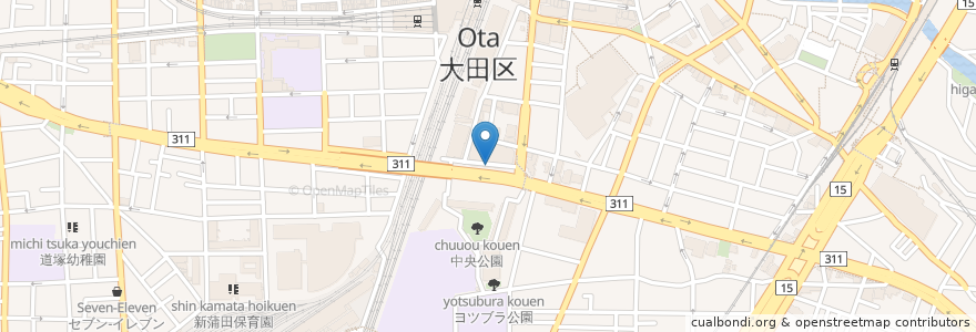 Mapa de ubicacion de 蒲田駅東口環八横 自転車駐車場 en Giappone, Tokyo, 大田区.