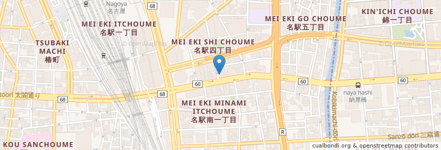 Mapa de ubicacion de 愛知銀行 en Japan, Aichi Prefecture, Nagoya, Nakamura Ward.