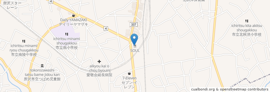 Mapa de ubicacion de SOUL en Giappone, Prefettura Di Saitama, 所沢市.
