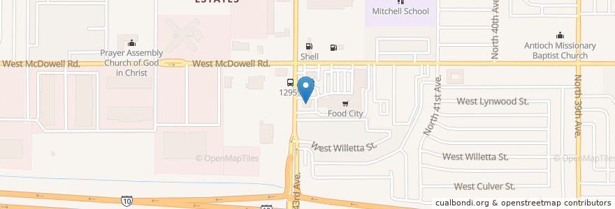 Mapa de ubicacion de Subway en Amerika Birleşik Devletleri, Arizona, Maricopa County, Phoenix.