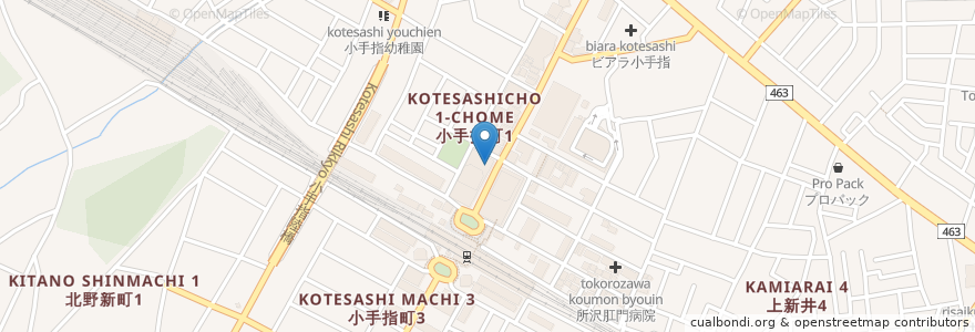 Mapa de ubicacion de ワタキュー薬局 en Japonya, 埼玉県, 所沢市.