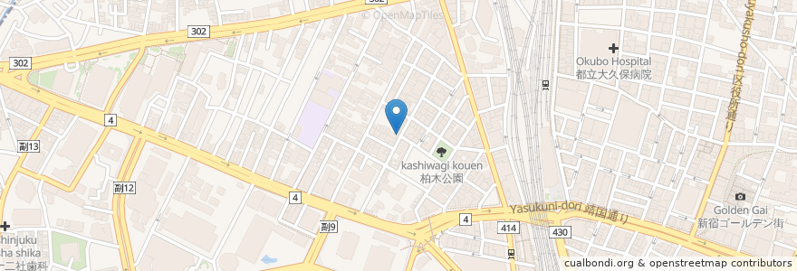 Mapa de ubicacion de タイ国屋台食道 en Japão, Tóquio, 新宿区.
